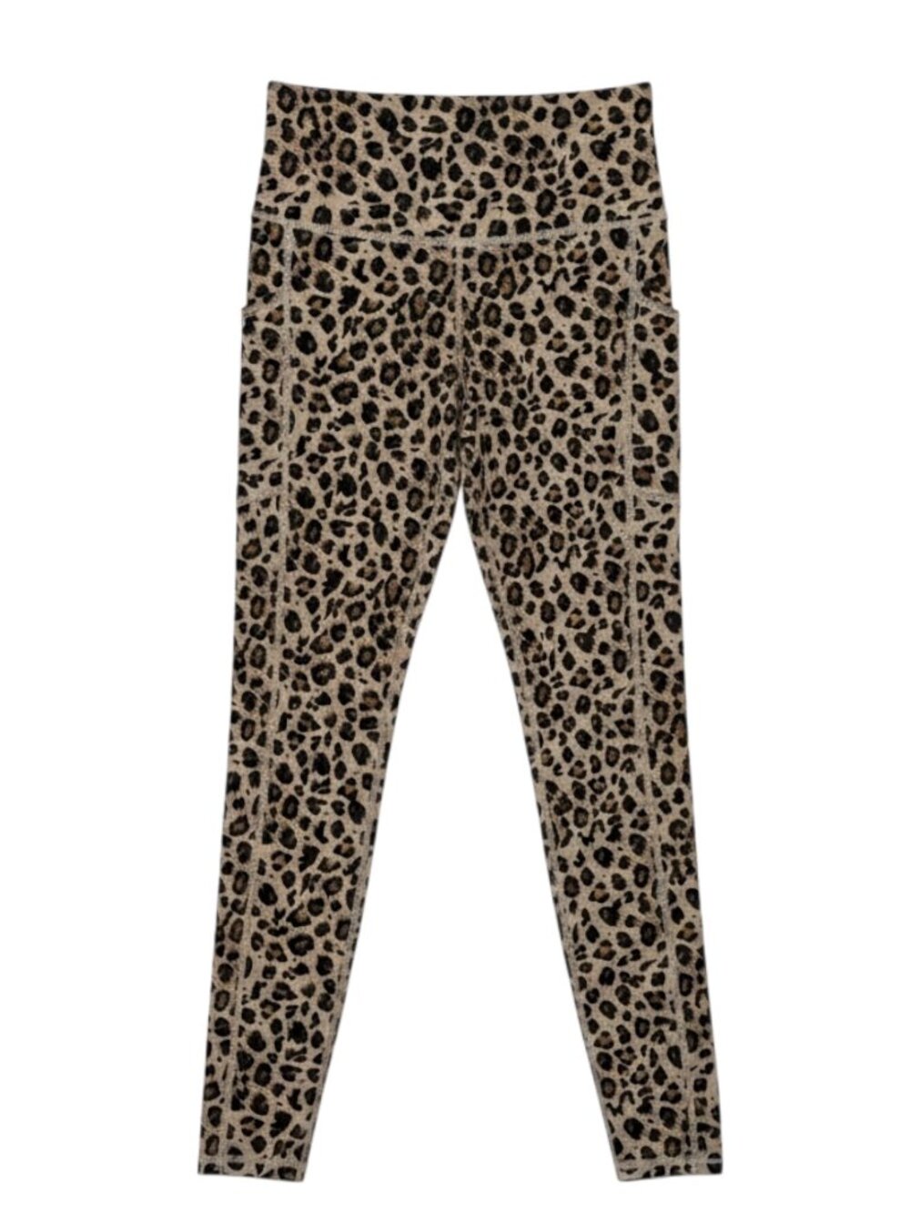 ColorfulKoala Yoga Pants Leggings High Waist Crop Animal Print Tan Black M